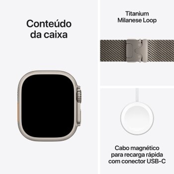 Apple Watch Ultra 2 49mm GPS + Cellular - Caixa de Titânio e Pulseira Milanês Preta - Imagem 2