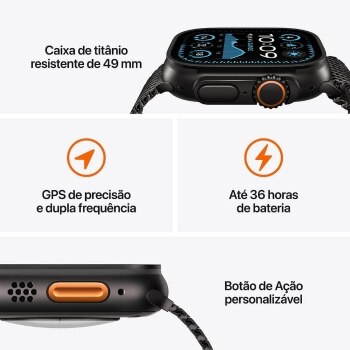 Apple Watch Ultra 2 49mm GPS + Cellular - Caixa de Titânio e Pulseira Milanês Preta - Imagem 8